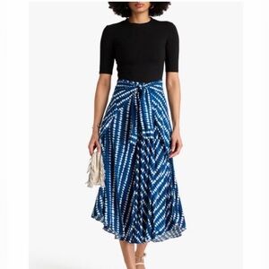 Maje Blue and White A-Line Skirt
